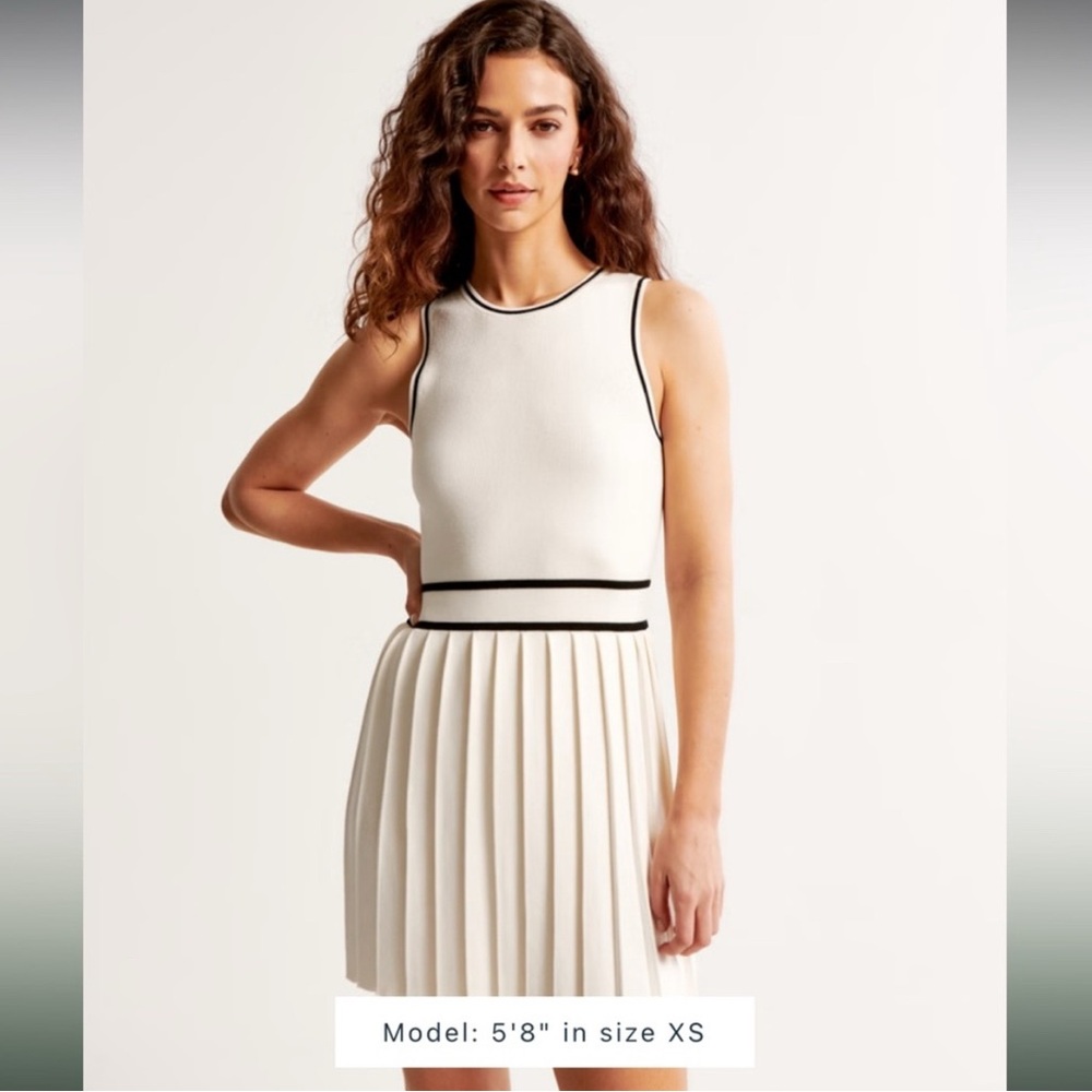 NWOT Sleeveless White Dress with Black Trim